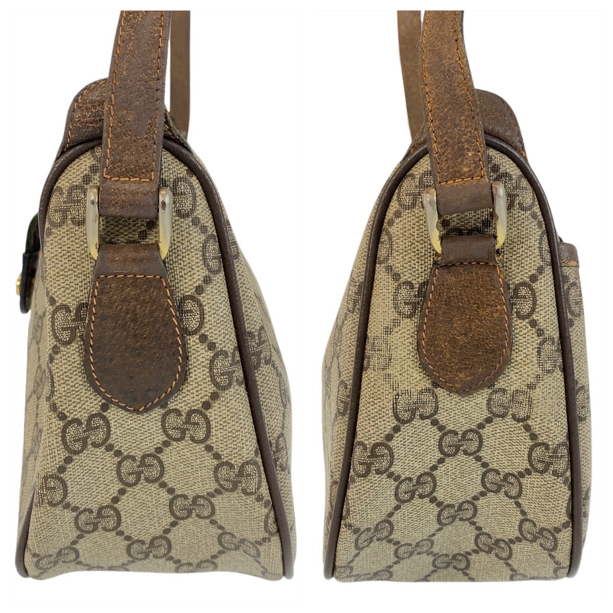 GUCCI Shoulder Bag 89 02 032 GG Supreme canvas, leather Beige Brown Gold Metal Crossbody Shoulder Bag Pochette Sherry Line Old Gucci Women Used