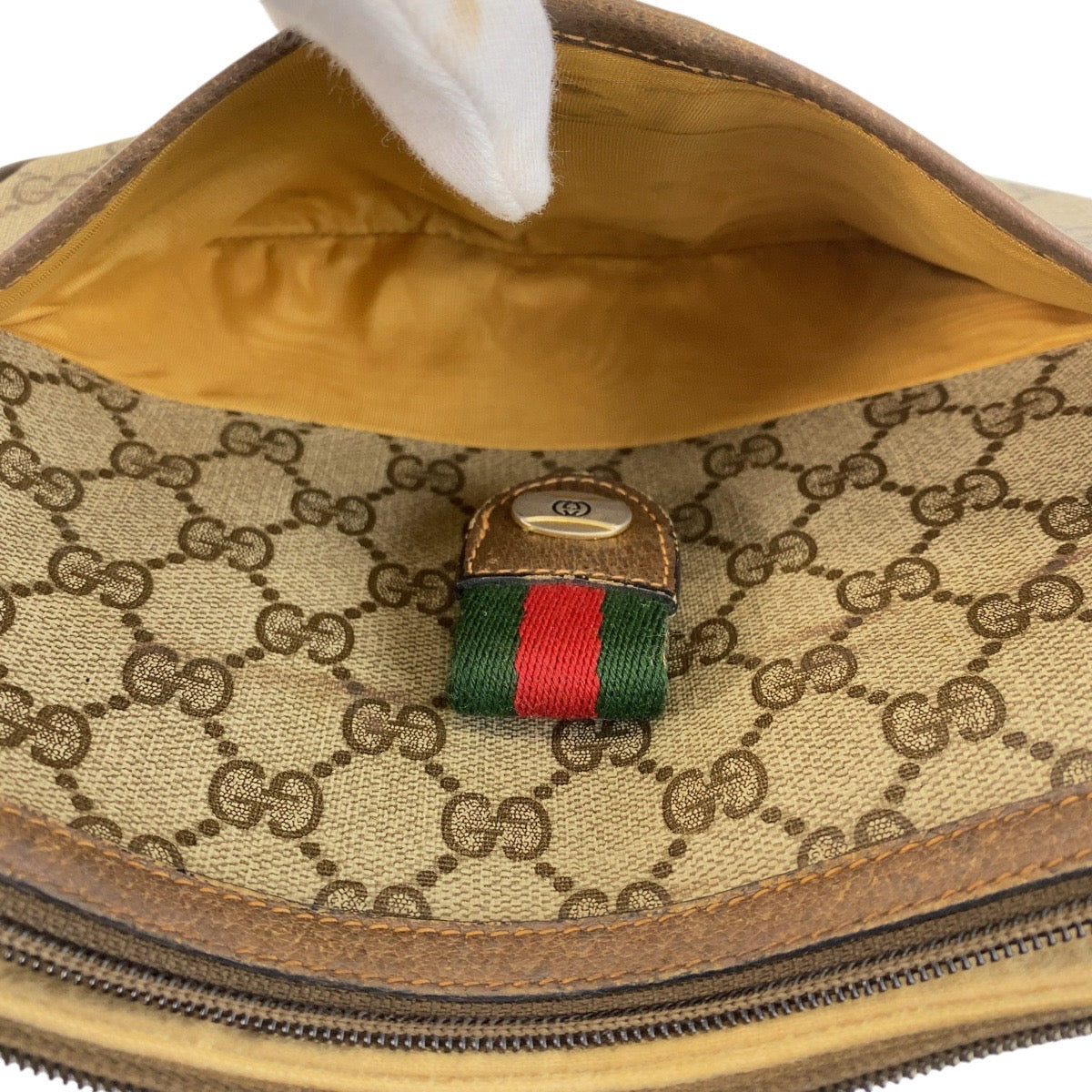 GUCCI Shoulder Bag 89 02 032 GG Supreme canvas, leather Beige Brown Gold Metal Crossbody Shoulder Bag Pochette Sherry Line Old Gucci Women Used