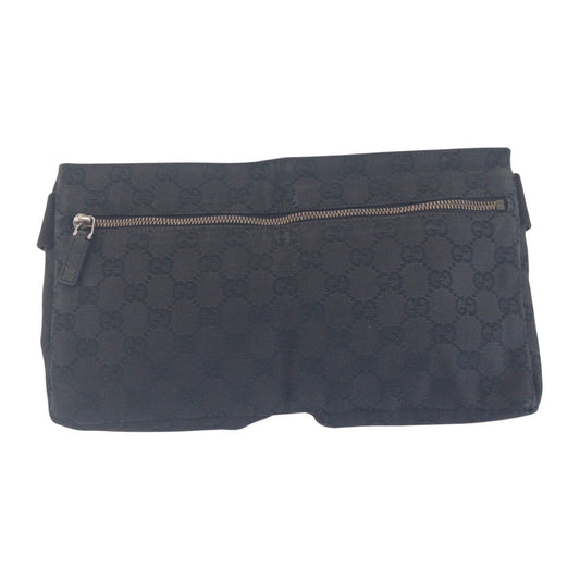 GUCCI Sling bag 23566 GG canvas, leather BlackSilverMetal Sling bag, waist pouch, bum bag mens Used