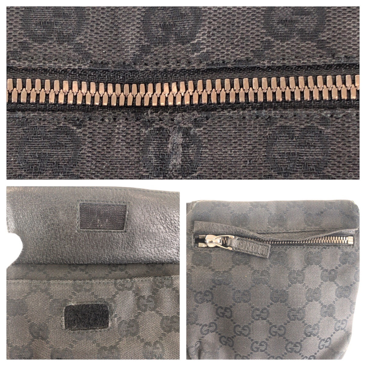 GUCCI Sling bag 23566 GG canvas, leather BlackSilverMetal Sling bag, waist pouch, bum bag mens Used