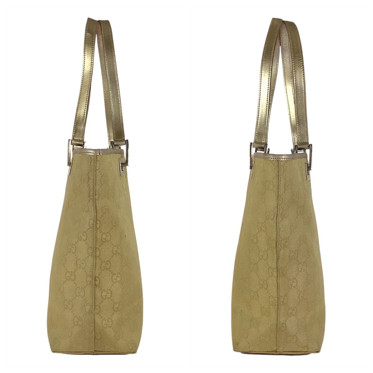 GUCCI Tote Bag 002 1099 GG canvas, leather gold Tote Bag Shoulder Bag Women Used