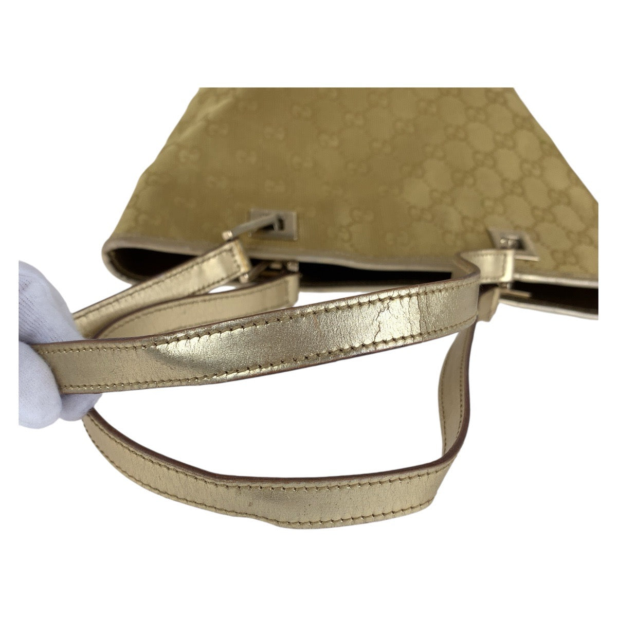 GUCCI Tote Bag 002 1099 GG canvas, leather gold Tote Bag Shoulder Bag Women Used