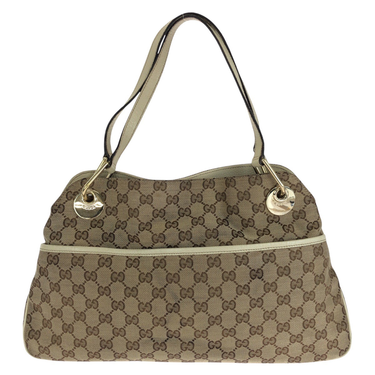 GUCCI Tote Bag 121023 GG canvas, leather Brown White Gold Metal Tote Bag Shoulder Bag Women Used