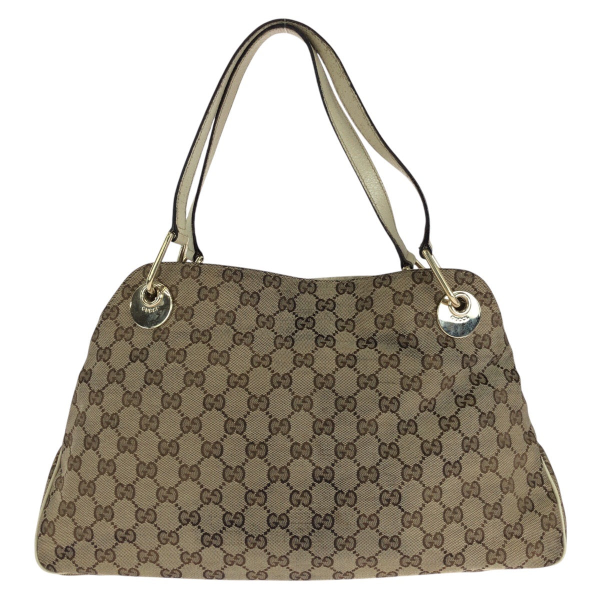 GUCCI Tote Bag 121023 GG canvas, leather Brown White Gold Metal Tote Bag Shoulder Bag Women Used