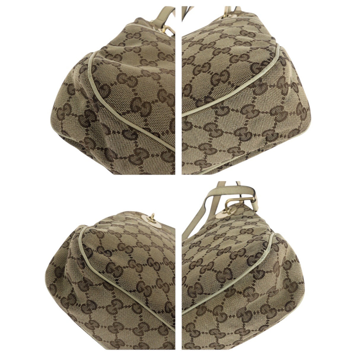 GUCCI Tote Bag 121023 GG canvas, leather Brown White Gold Metal Tote Bag Shoulder Bag Women Used