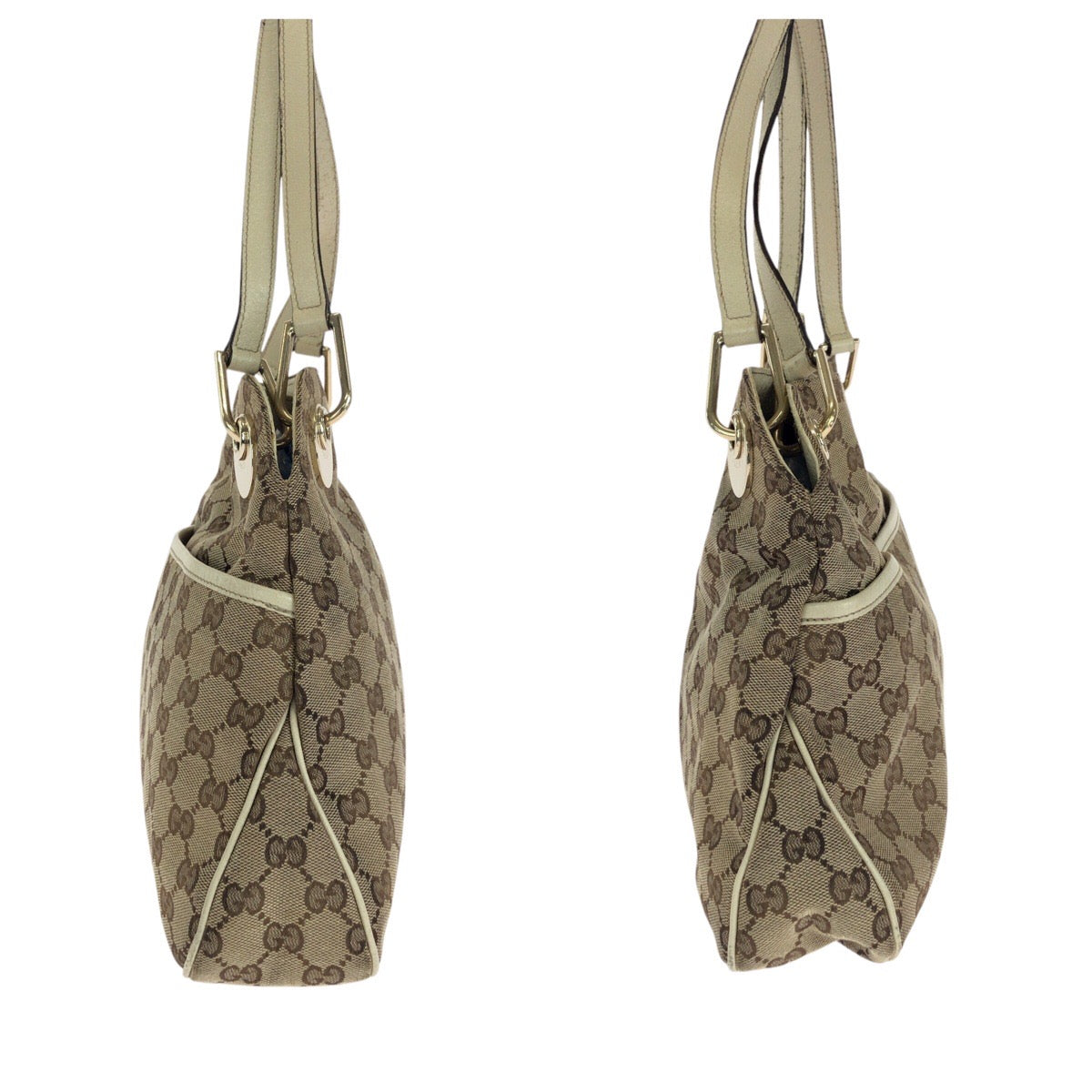 GUCCI Tote Bag 121023 GG canvas, leather Brown White Gold Metal Tote Bag Shoulder Bag Women Used
