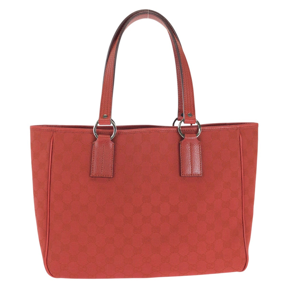 GUCCI Tote Bag 113017 GG canvas, leather Red Silver Metal Tote Bag Shoulder Bag Women Used