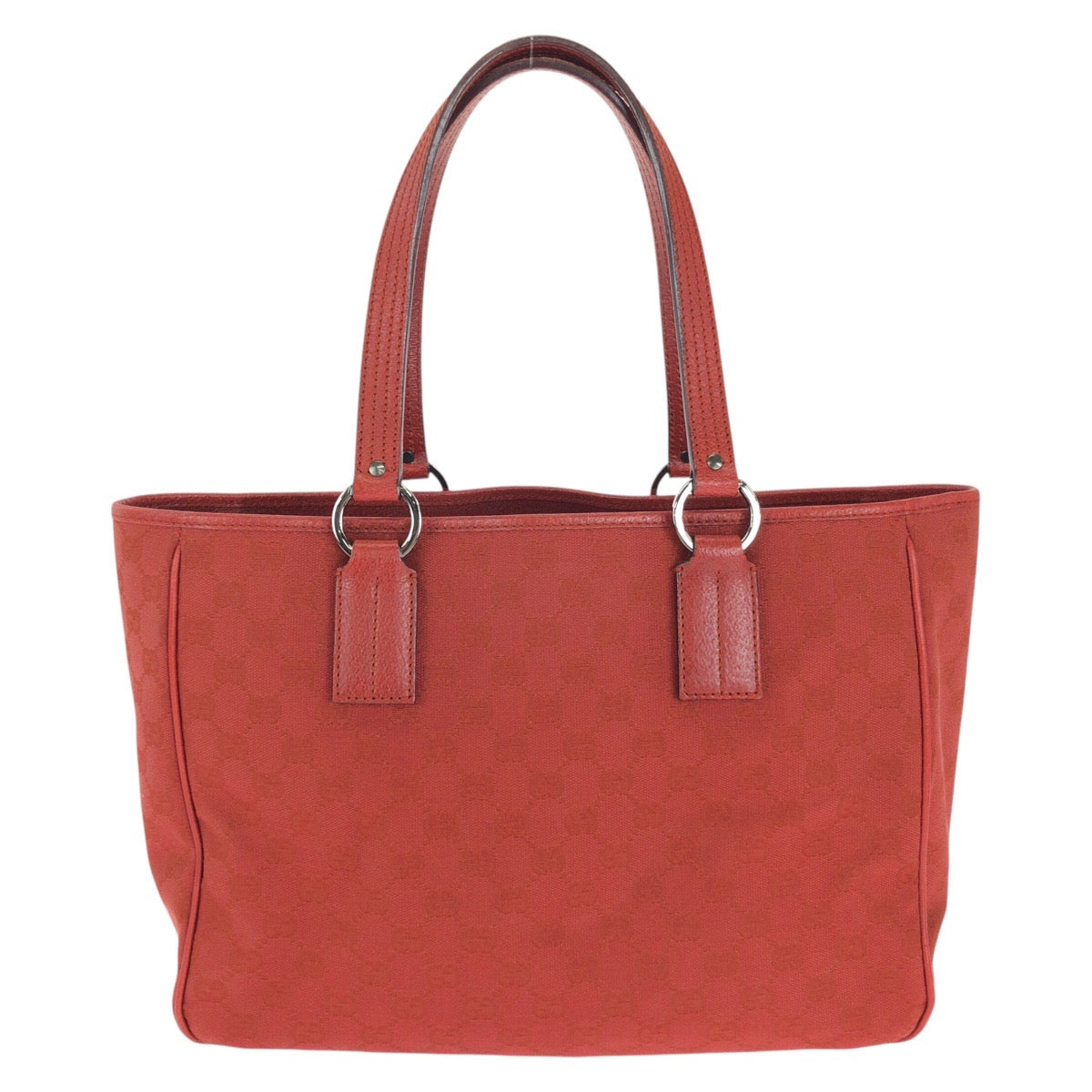 GUCCI Tote Bag 113017 GG canvas, leather Red Silver Metal Tote Bag Shoulder Bag Women Used