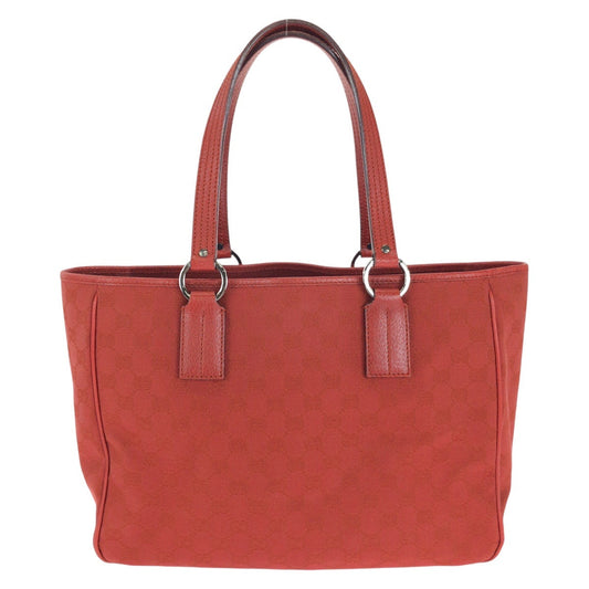 GUCCI Tote Bag 113017 GG canvas, leather Red Silver Metal Tote Bag Shoulder Bag Women Used