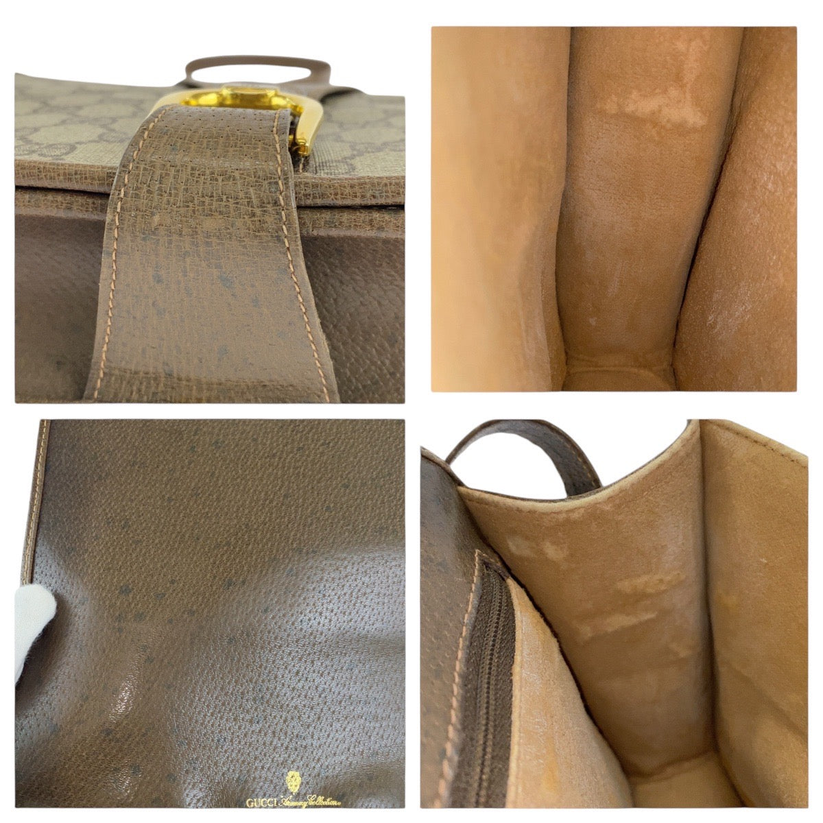 GUCCI Shoulder Bag GG canvas, leather Brown Gold Metal Crossbody Shoulder Bag Old Gucci Women Used