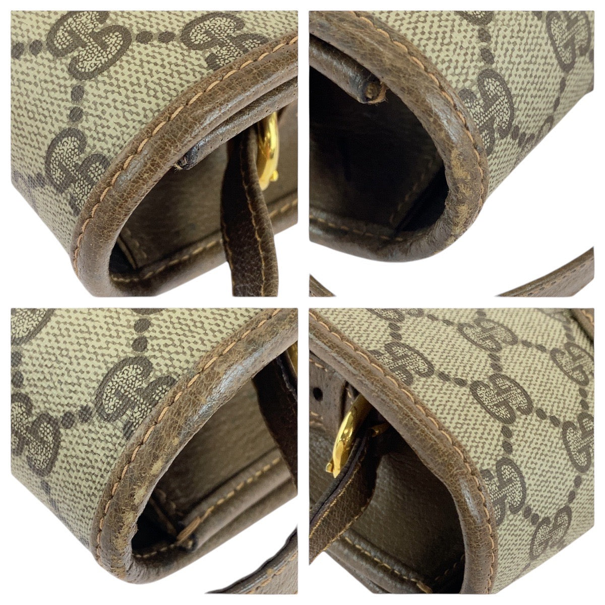 GUCCI Shoulder Bag GG canvas, leather Brown Gold Metal Crossbody Shoulder Bag Old Gucci Women Used