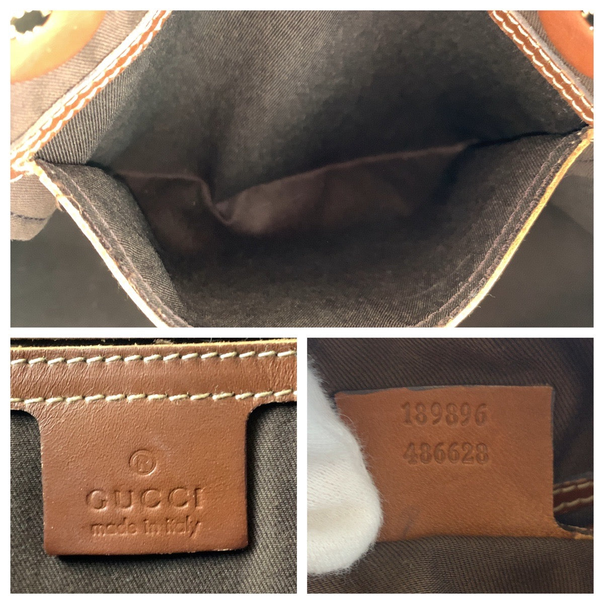 GUCCI Tote Bag 189896 GG Supreme canvas, leather Brown Gold Metal Tote Bag Shoulder Bag Women Used