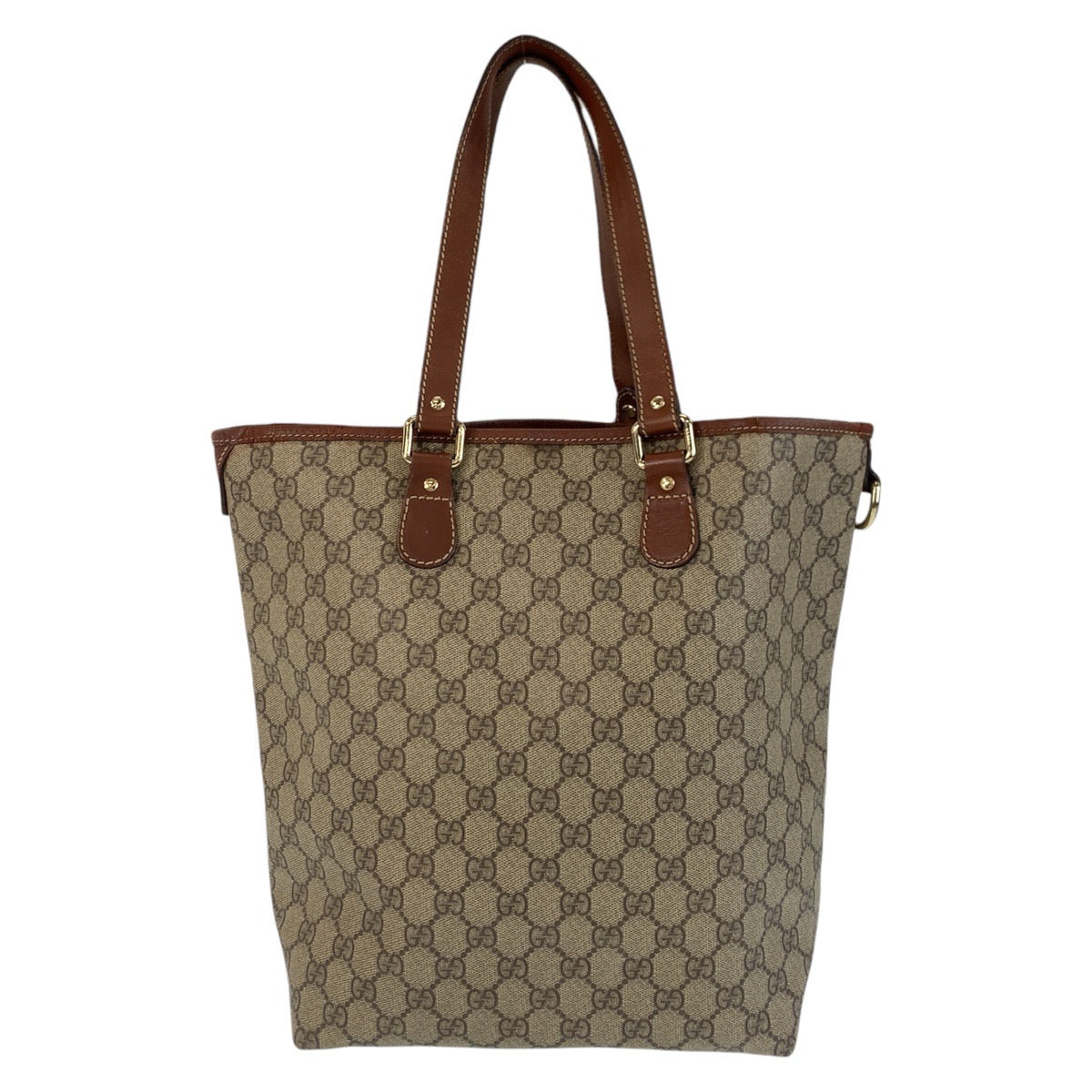 GUCCI Tote Bag 189896 GG Supreme canvas, leather Brown Gold Metal Tote Bag Shoulder Bag Women Used