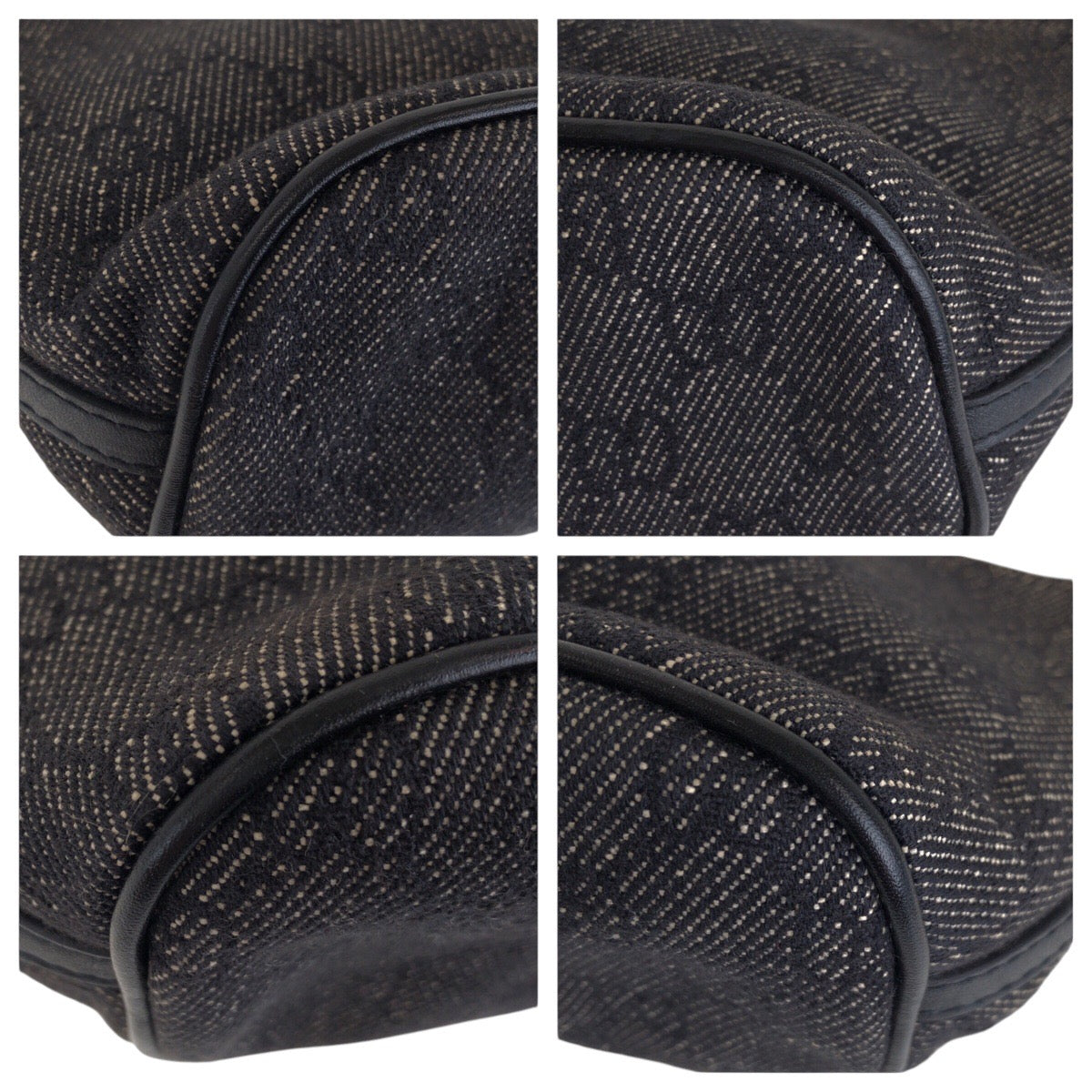 GUCCI Handbag 7198 GG canvas, leather Black GoldMetal Handbag accessory pouch Women Used