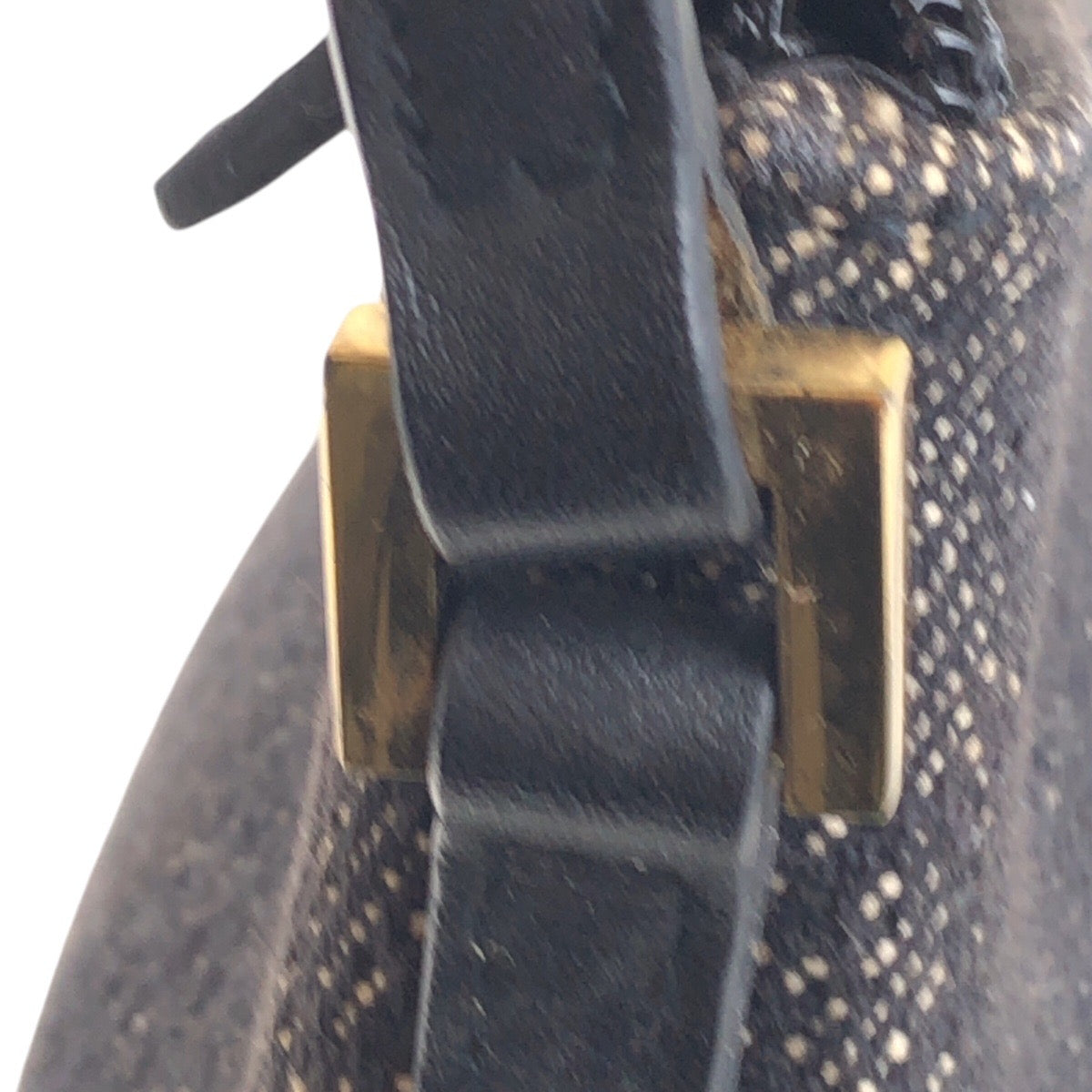 GUCCI Handbag 7198 GG canvas, leather Black GoldMetal Handbag accessory pouch Women Used