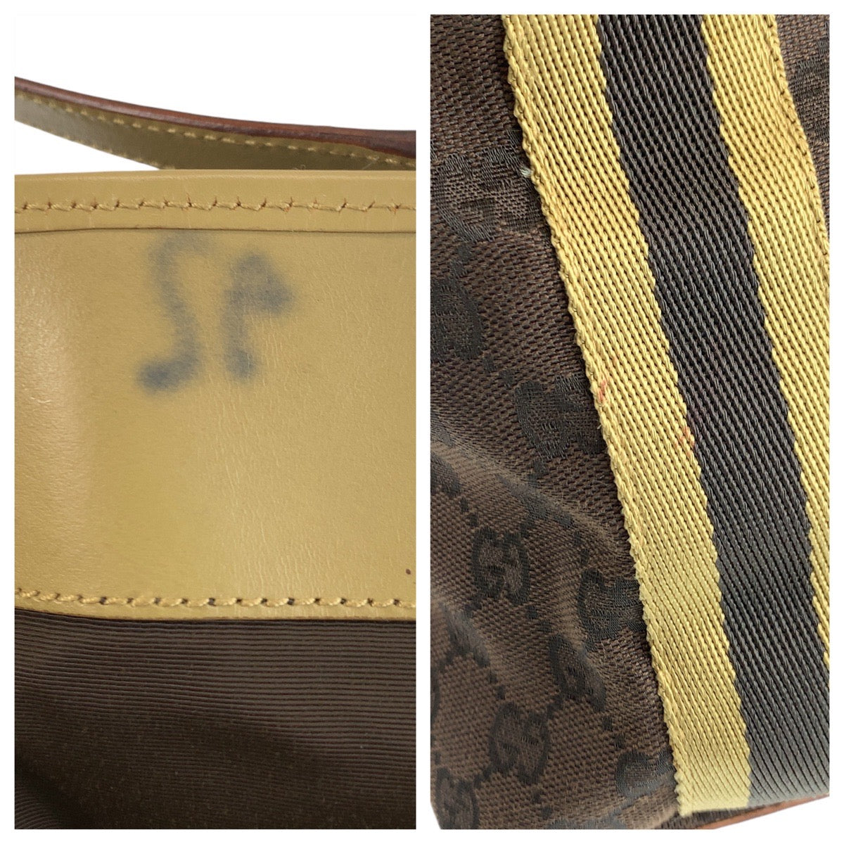 GUCCI Tote Bag 31243 GG canvas, leather Brown Beige SilverMetal Tote Bag Shoulder Bag Women Used