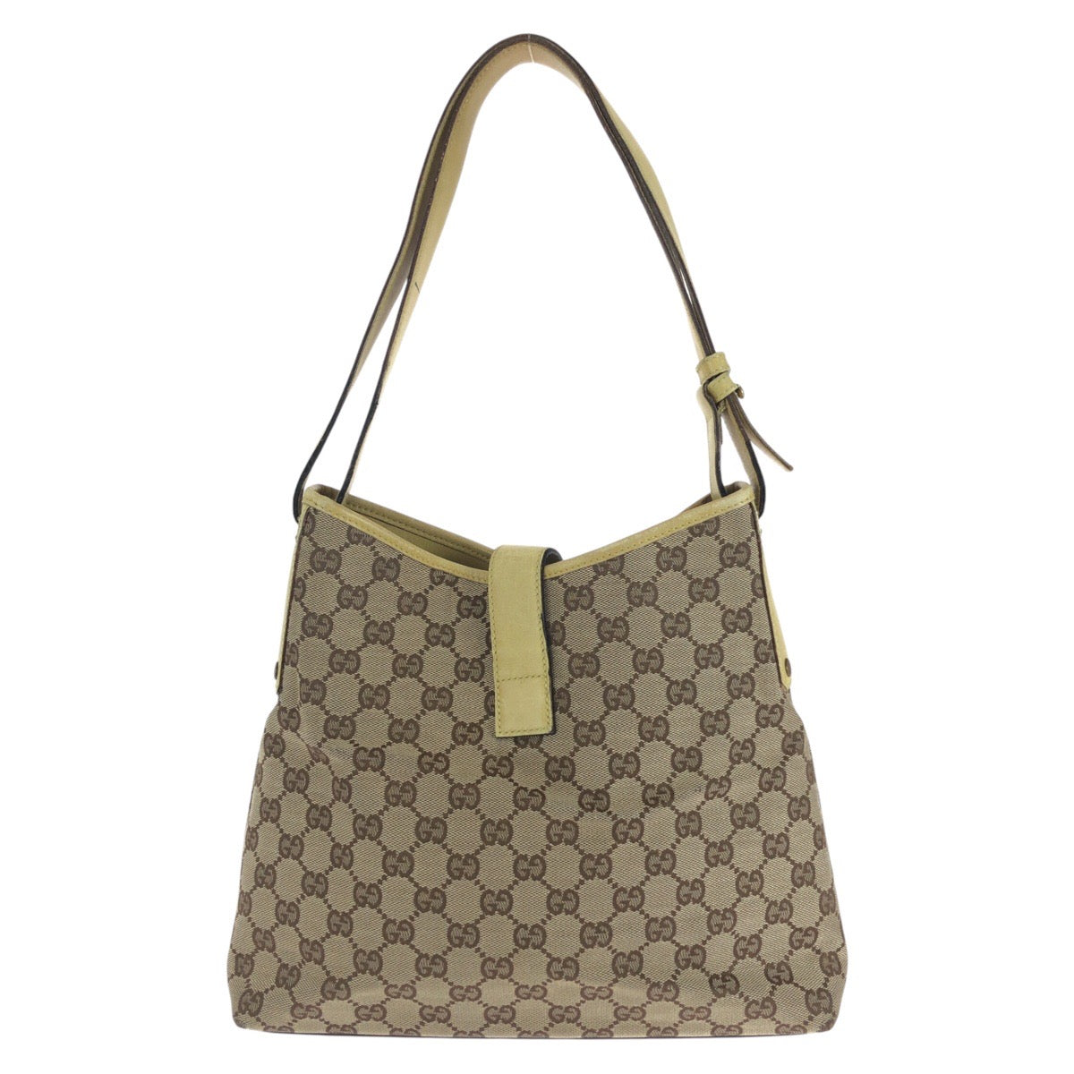 GUCCI Shoulder Bag 110291 GG canvas, leather Yellow Beige Gold Metal Jackie Women Used
