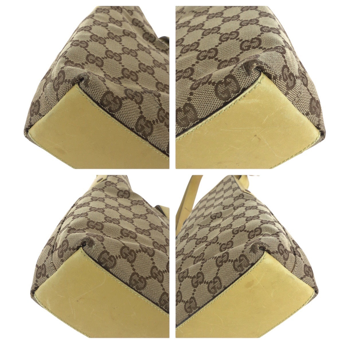 GUCCI Shoulder Bag 110291 GG canvas, leather Yellow Beige Gold Metal Jackie Women Used