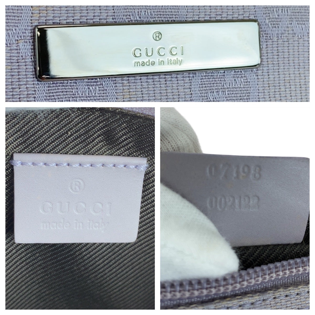 GUCCI Handbag 7198 GG canvas, leather Grey SilverMetal Handbag accessory pouch Women Used