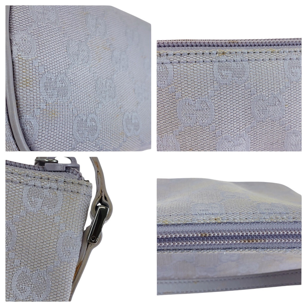 GUCCI Handbag 7198 GG canvas, leather Grey SilverMetal Handbag accessory pouch Women Used