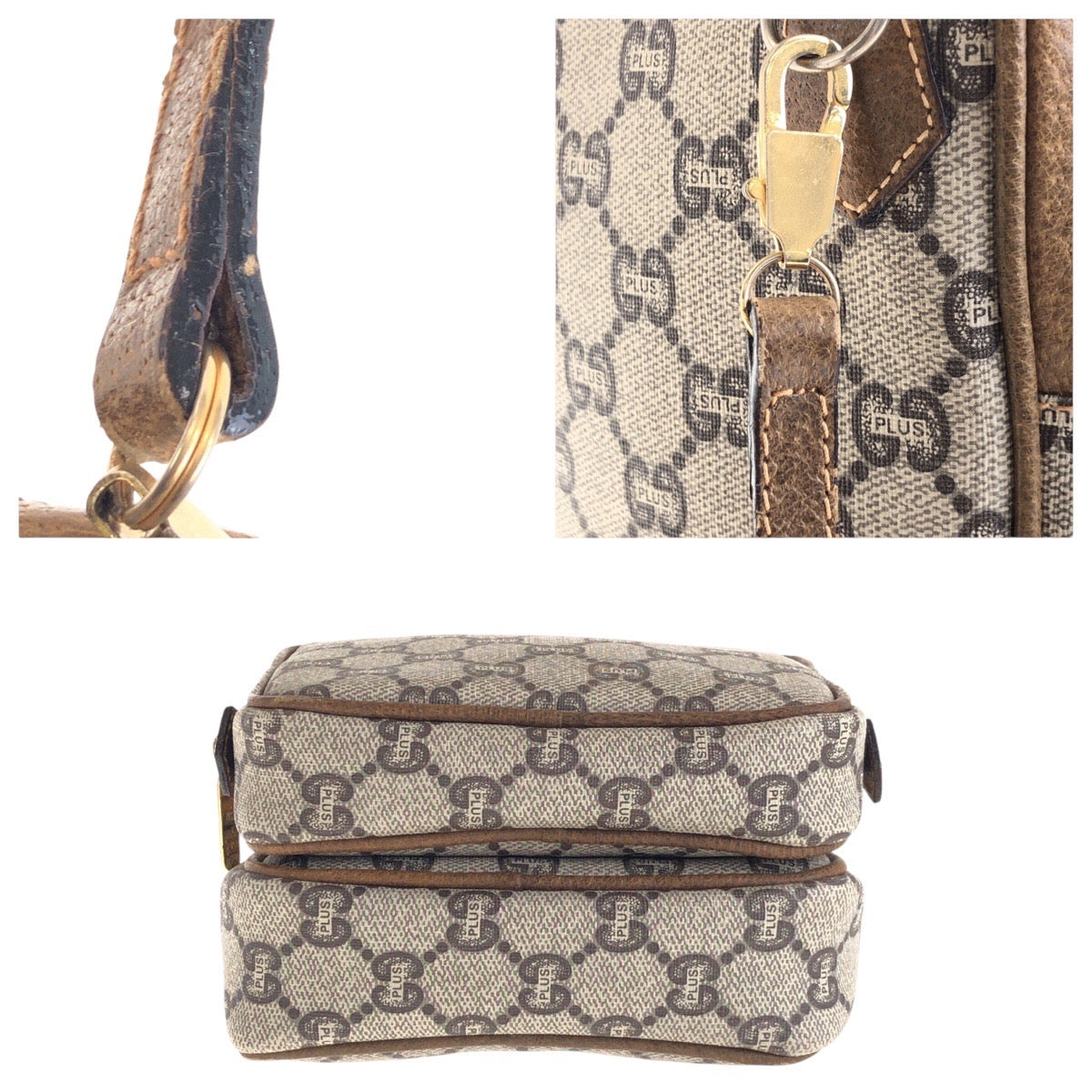 GUCCI Shoulder Bag GG Supreme canvas, leather Beige Gold Metal Crossbody Shoulder Bag GUCCI Plus Women Used
