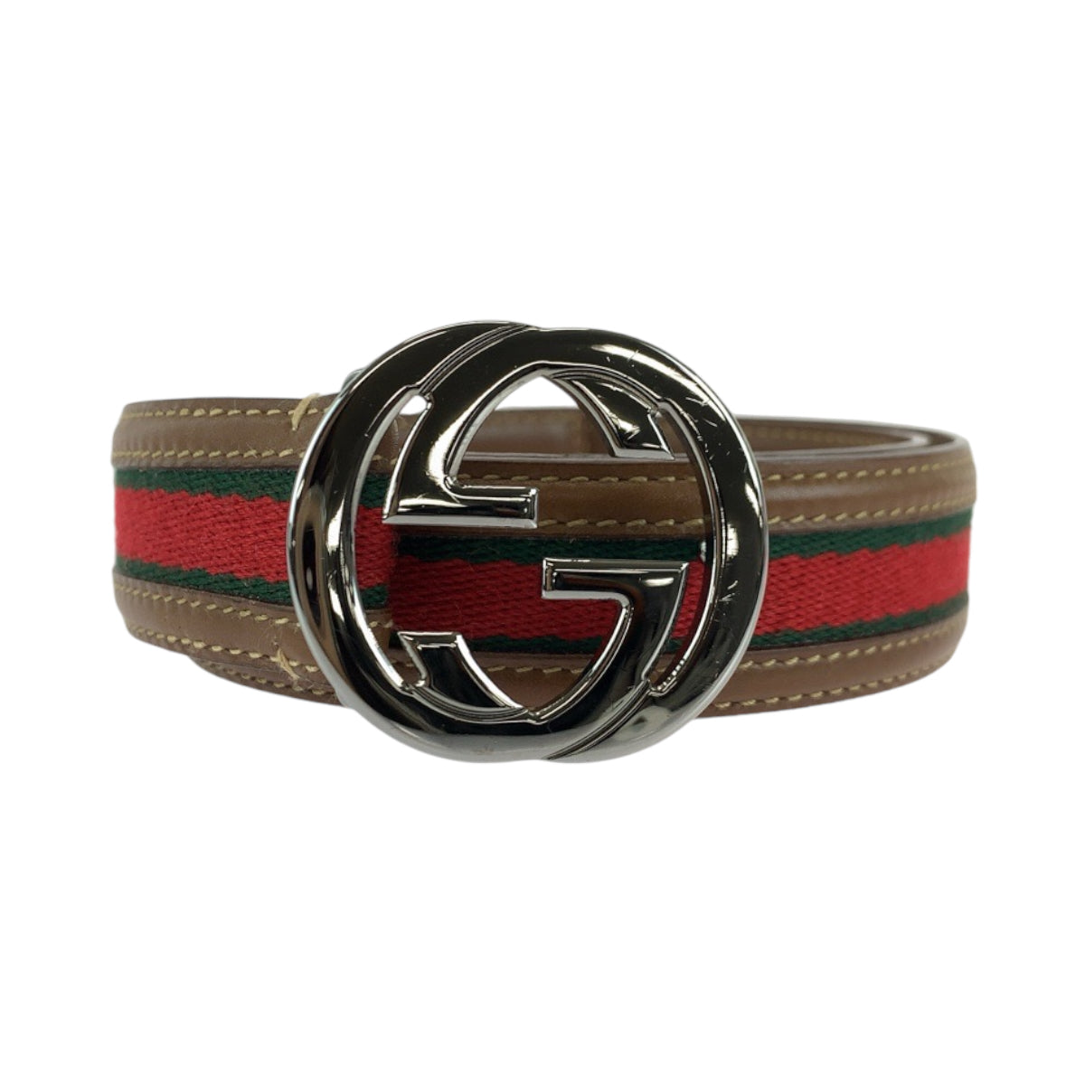 GUCCI belt 037 1192 leather Brown sherry line interlocking 30