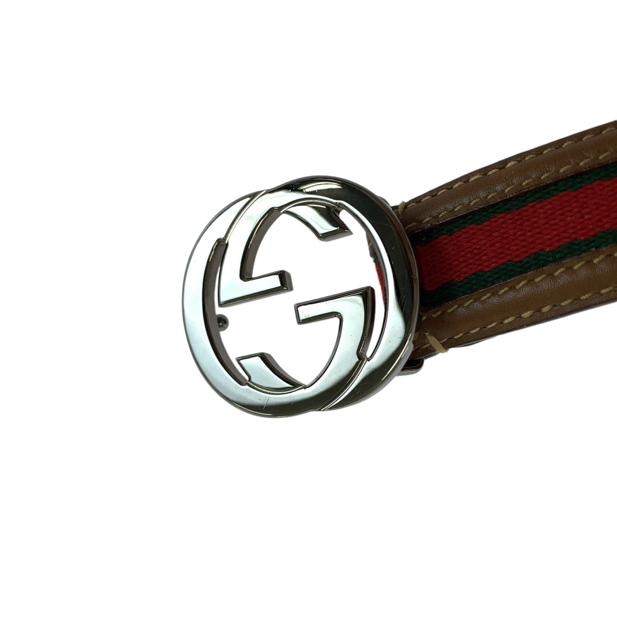 GUCCI belt 037 1192 leather Brown sherry line interlocking 30