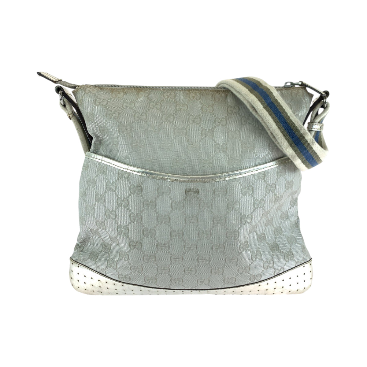 GUCCI Shoulder Bag 145857 GG canvas, enamel Silver SilverMetal Shoulder Bag pochette Women Used