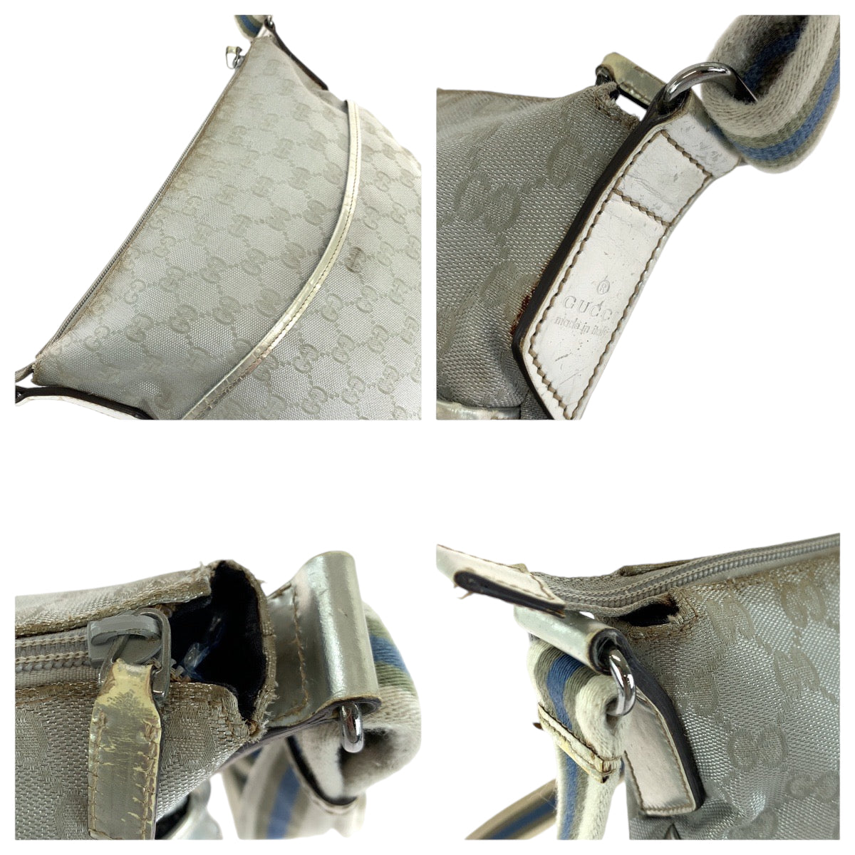 GUCCI Shoulder Bag 145857 GG canvas, enamel Silver SilverMetal Shoulder Bag pochette Women Used