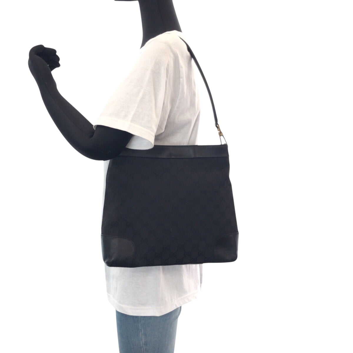 GUCCI Shoulder Bag 001 4231 2123 GG canvas, leather Black GoldMetal Shoulder Bag Women Used
