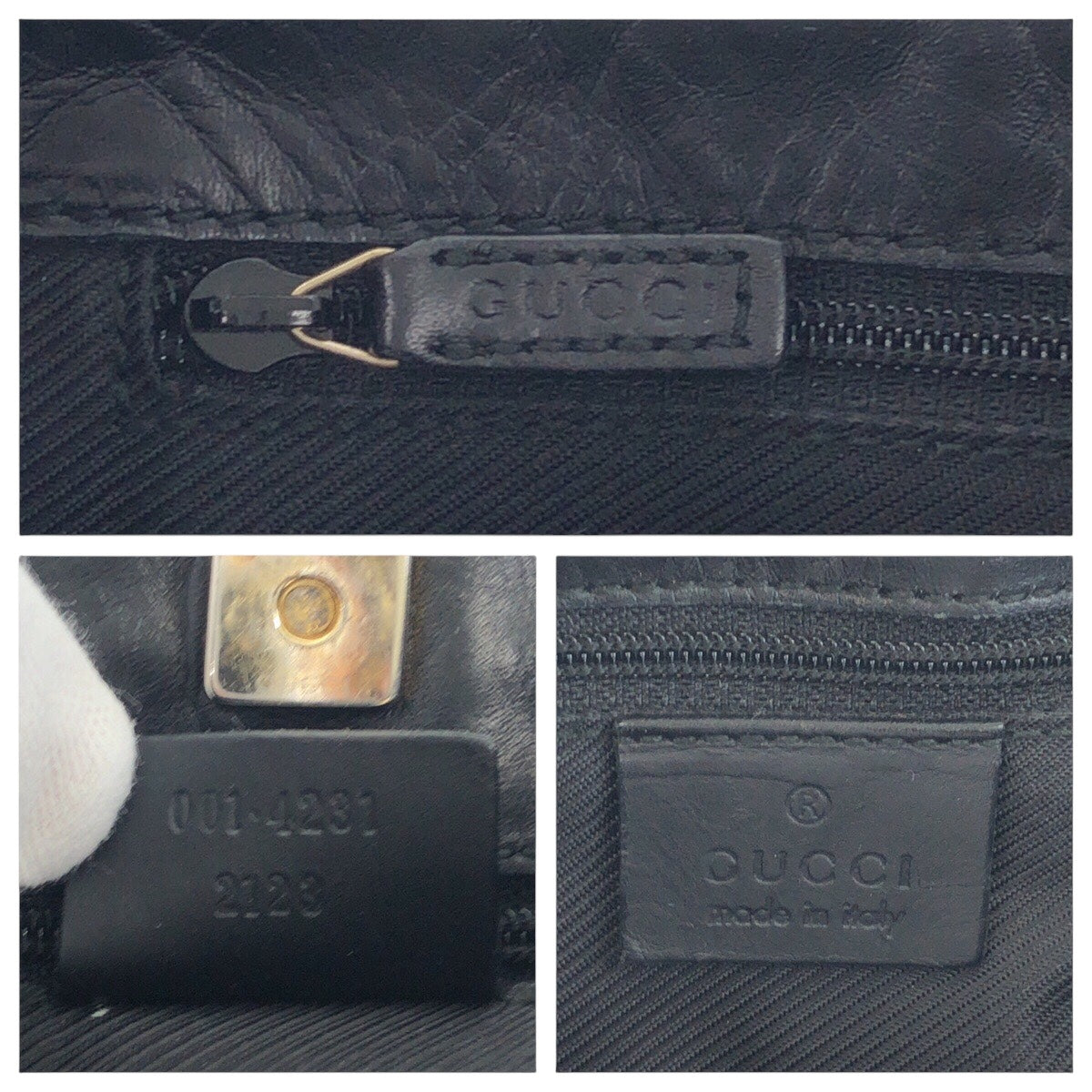 GUCCI Shoulder Bag 001 4231 2123 GG canvas, leather Black GoldMetal Shoulder Bag Women Used
