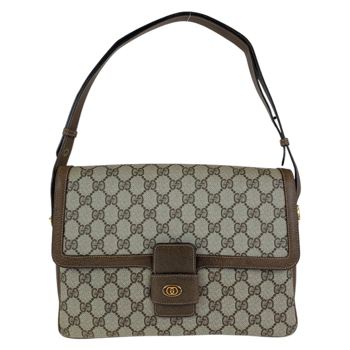 GUCCI Shoulder Bag 14 01 4084 GG Supreme canvas, leather Brown Gold Metal Crossbody Shoulder Bag Old Gucci Women Used