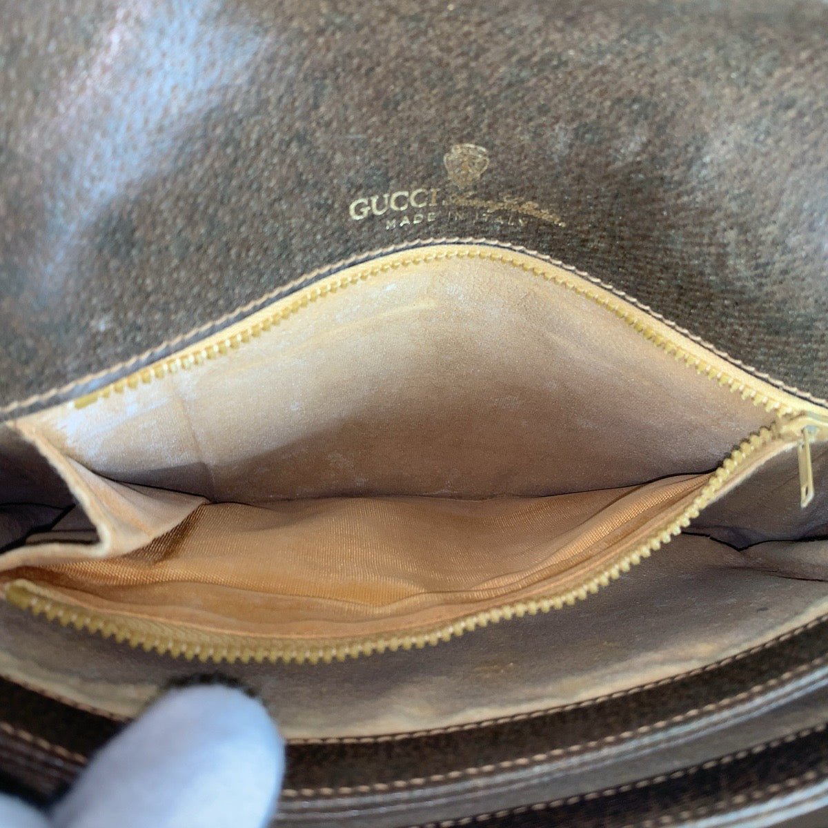GUCCI Shoulder Bag 14 01 4084 GG Supreme canvas, leather Brown Gold Metal Crossbody Shoulder Bag Old Gucci Women Used
