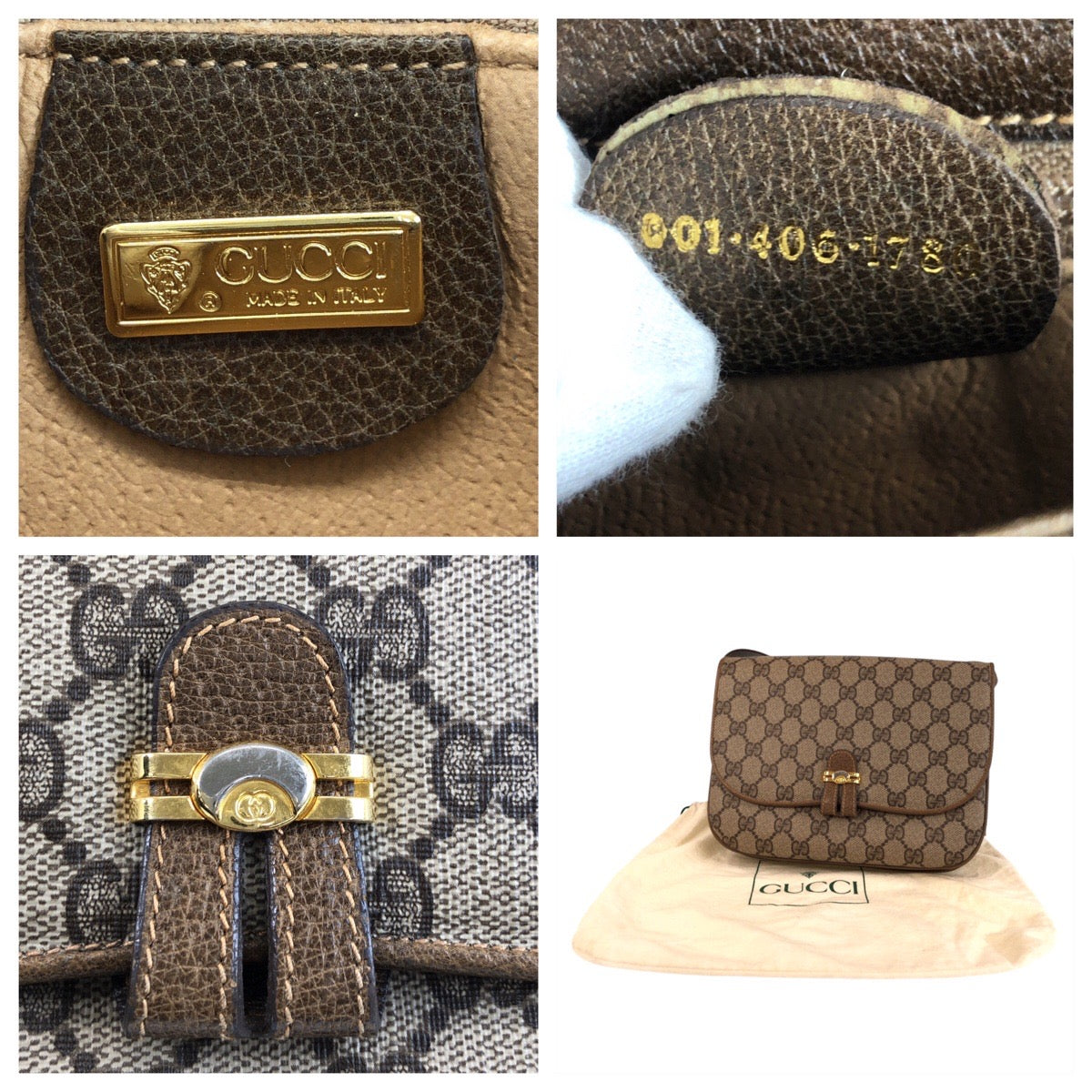 GUCCI Shoulder Bag 001 406 1780 GG Supreme canvas, leather Brown Gold Metal Crossbody Shoulder Bag Messenger Bag Old Gucci Women Used
