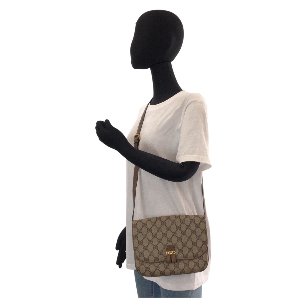 GUCCI Shoulder Bag 001 406 1780 GG Supreme canvas, leather Brown Gold Metal Crossbody Shoulder Bag Messenger Bag Old Gucci Women Used