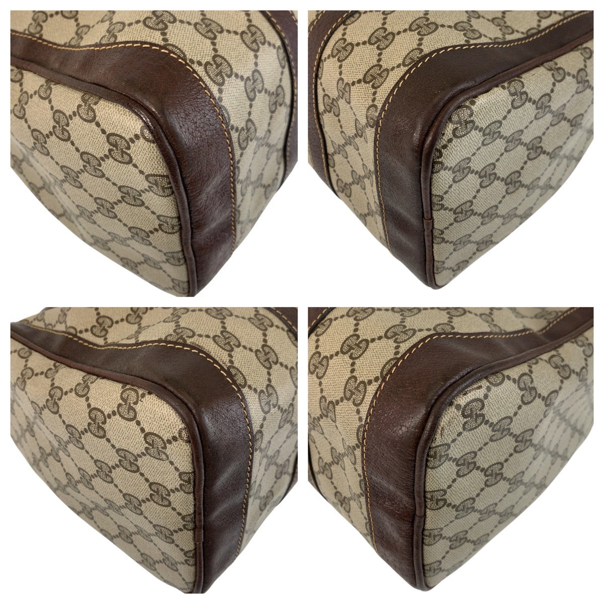 GUCCI Handbag GG Supreme canvas, leather Brown Beige Gold Metal Handbag Boston Duffel bag Sherry line Women Used