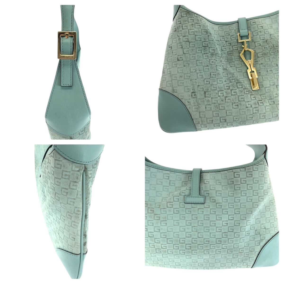 GUCCI Shoulder Bag 001 4057 GG canvas Blue GoldMetal Shoulder Bag Hobo Jackie Women Used
