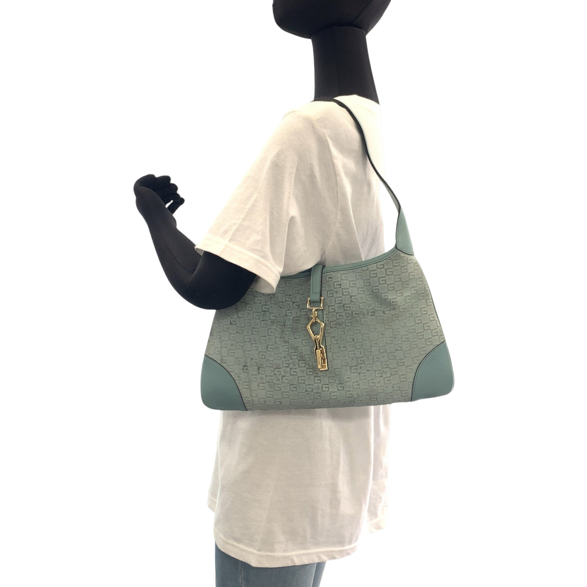 GUCCI Shoulder Bag 001 4057 GG canvas Blue GoldMetal Shoulder Bag Hobo Jackie Women Used