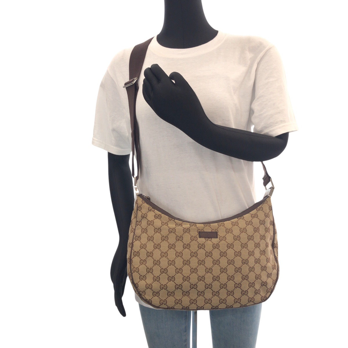 GUCCI Shoulder Bag 122790 GG canvas, leather Brown Brown Pochette Women Used