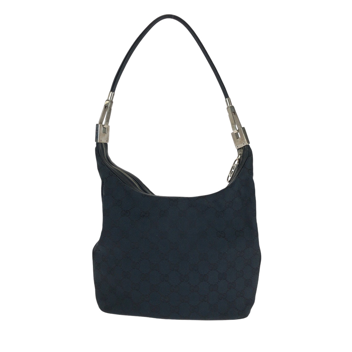 GUCCI Shoulder Bag 001 3814 GG canvas Black SilverMetal Hobo Shoulder Bag Women Used