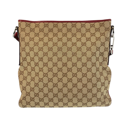 GUCCI Shoulder Bag 113013 GG canvas, leather Beige red Shoulder Bag Messenger bag Women Used