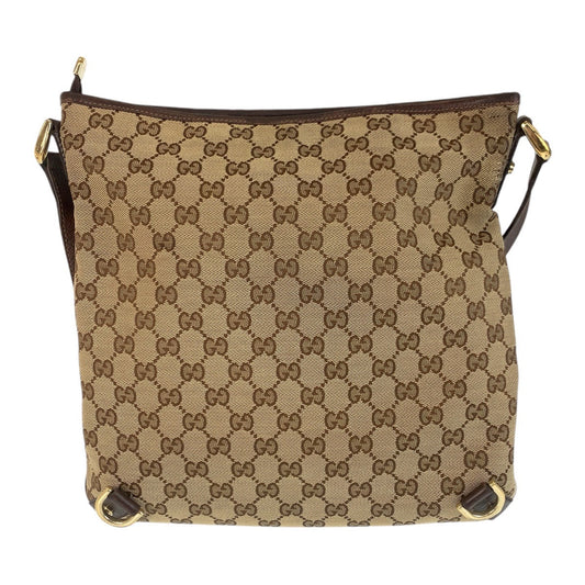 GUCCI Shoulder Bag GG canvas, leather Beige Brown Gold Metal Crossbody Shoulder Bag Pochette Abbey Women Used