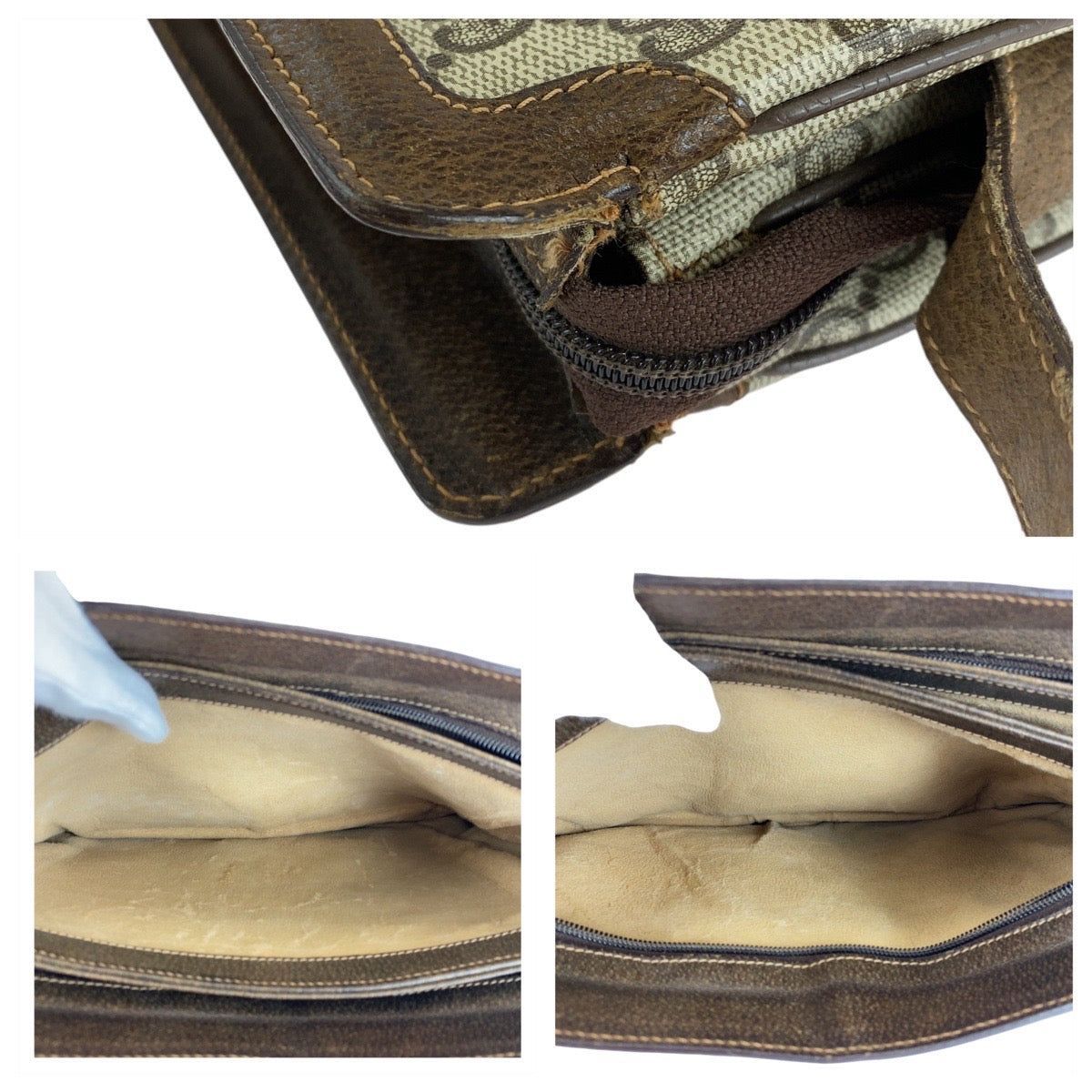 GUCCI Shoulder Bag 001 16 4035 GG Supreme canvas, leather Brown Gold Metal Crossbody Shoulder Bag Sherry line Old Gucci Women Used
