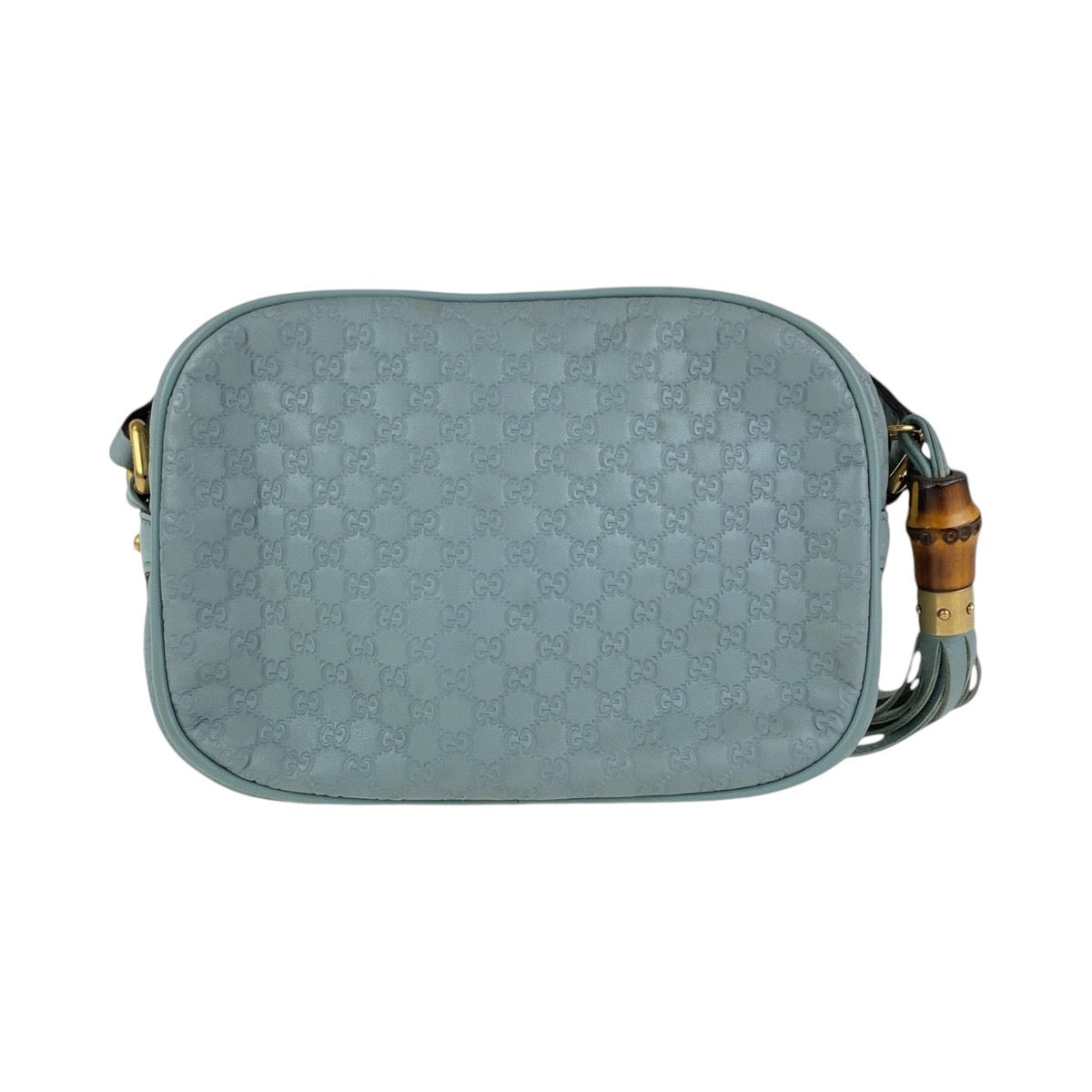 GUCCI Shoulder Bag 309538 leather Blue GoldMetal Crossbody Shoulder Bag Pochette Micro Guccissima Bamboo Women Used