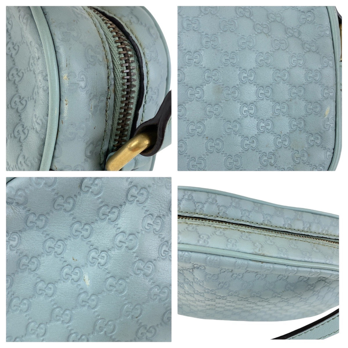 GUCCI Shoulder Bag 309538 leather Blue GoldMetal Crossbody Shoulder Bag Pochette Micro Guccissima Bamboo Women Used