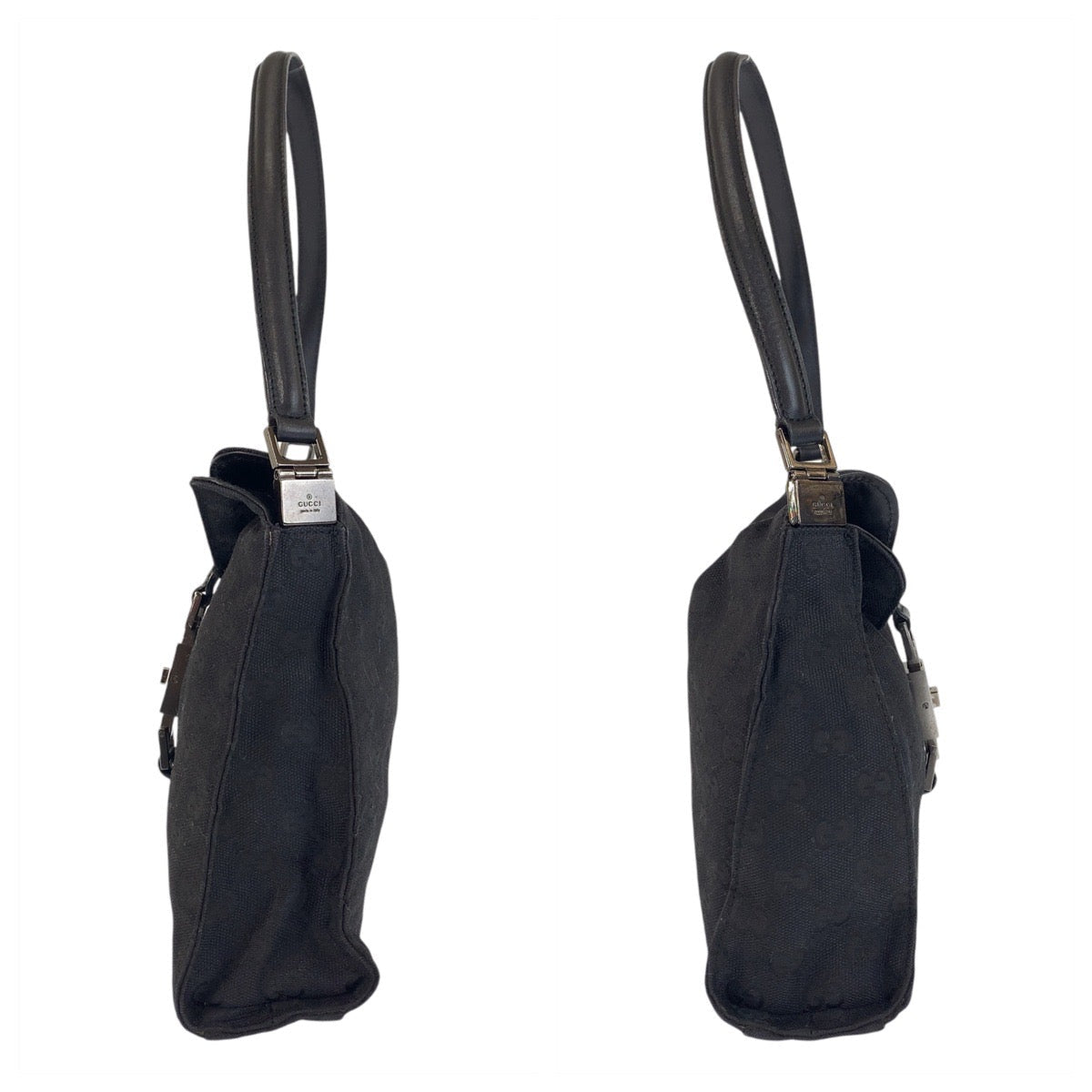 GUCCI Shoulder Bag 001 3734 GG canvas, leather Black black Shoulder Bag Jackie Women Used