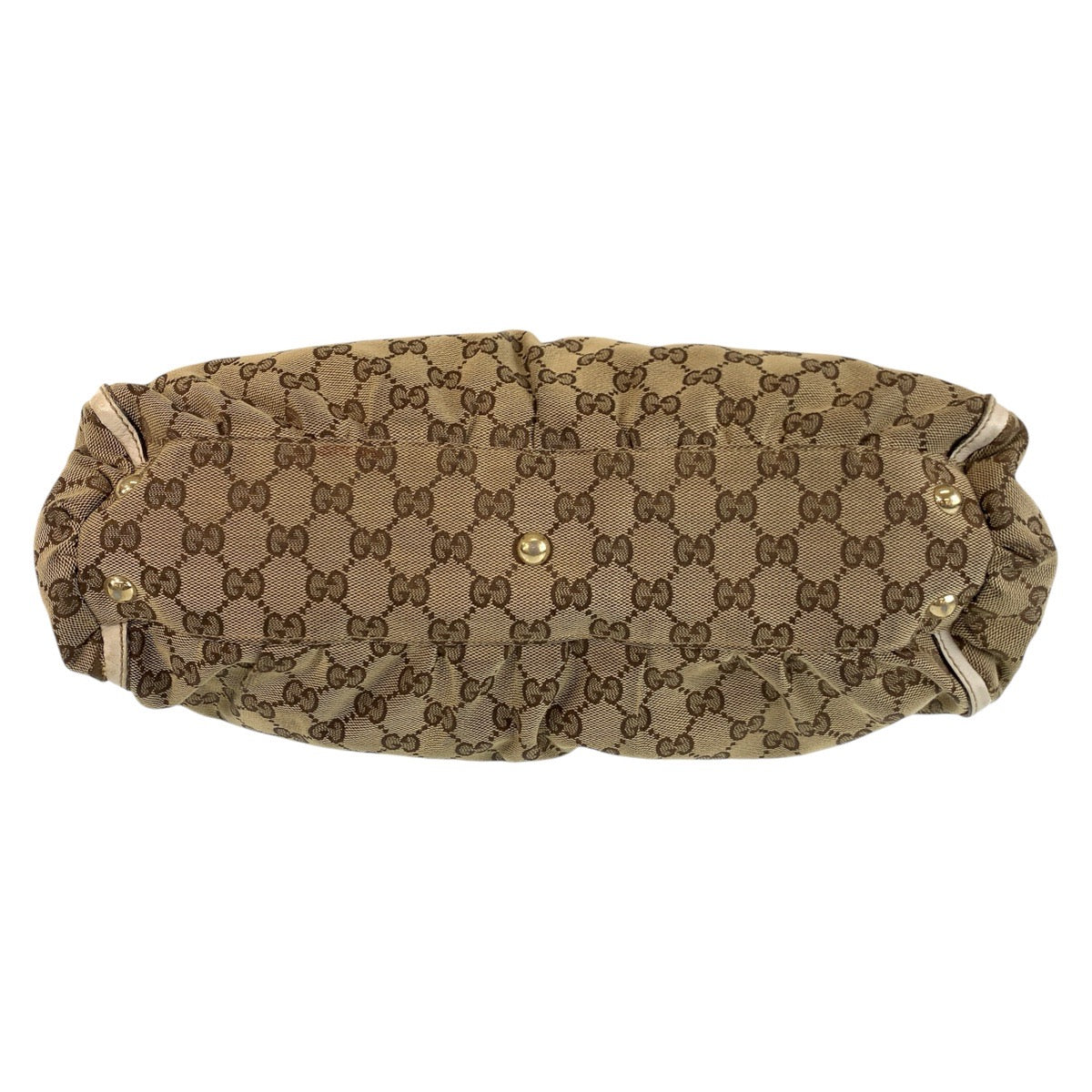 GUCCI Tote Bag 189831 GG canvas, leather Beige White Gold Metal Tote Bag Shoulder Bag Women Used