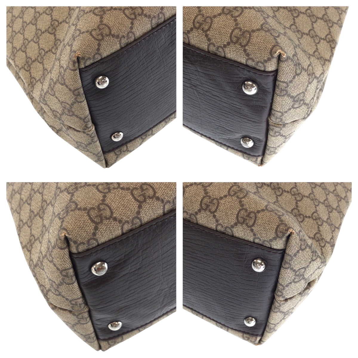 GUCCI Tote Bag 131220 GG Supreme Canvas Beige Brown SilverMetal Tote Bag Shoulder Bag Women Used