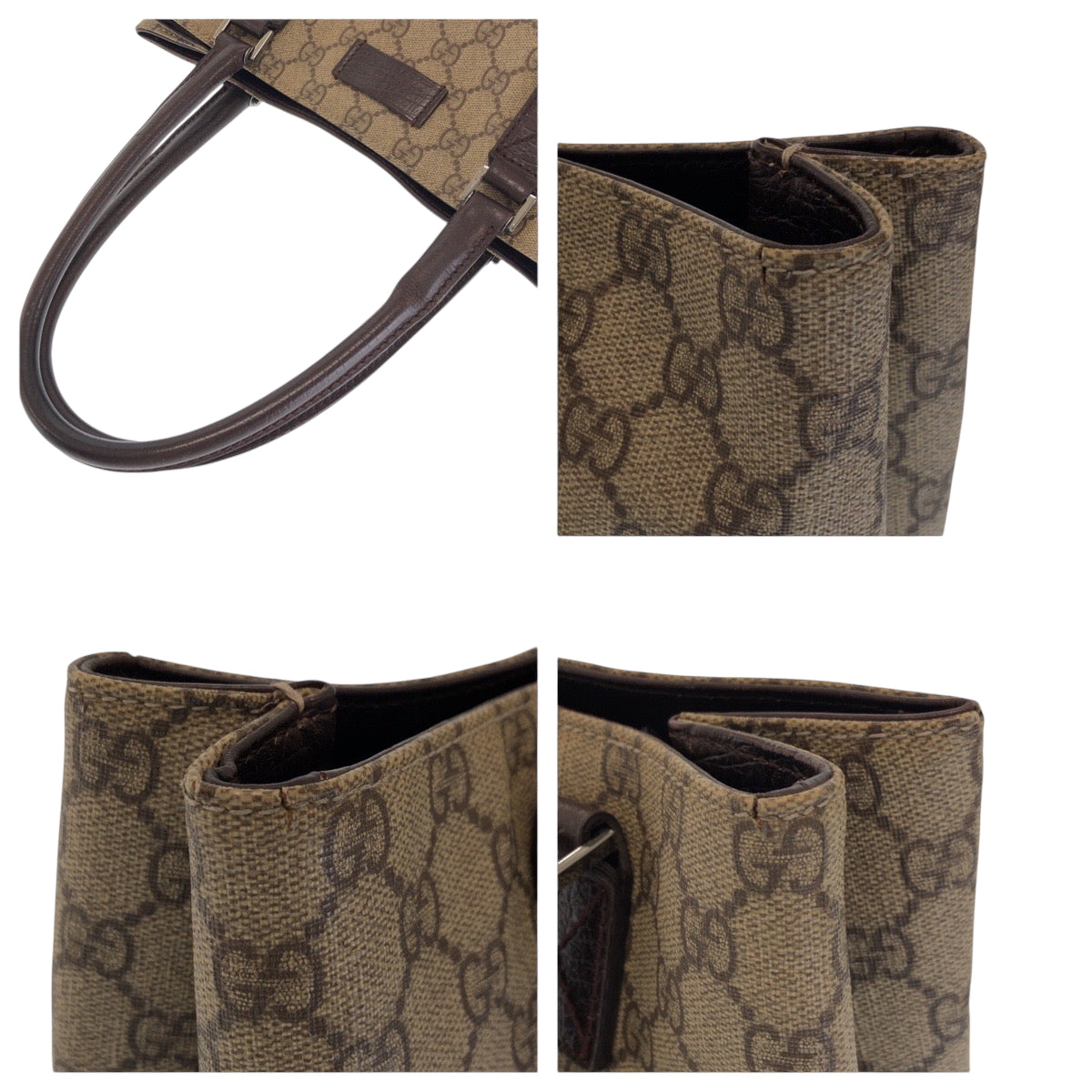 GUCCI Tote Bag 131220 GG Supreme Canvas Beige Brown SilverMetal Tote Bag Shoulder Bag Women Used