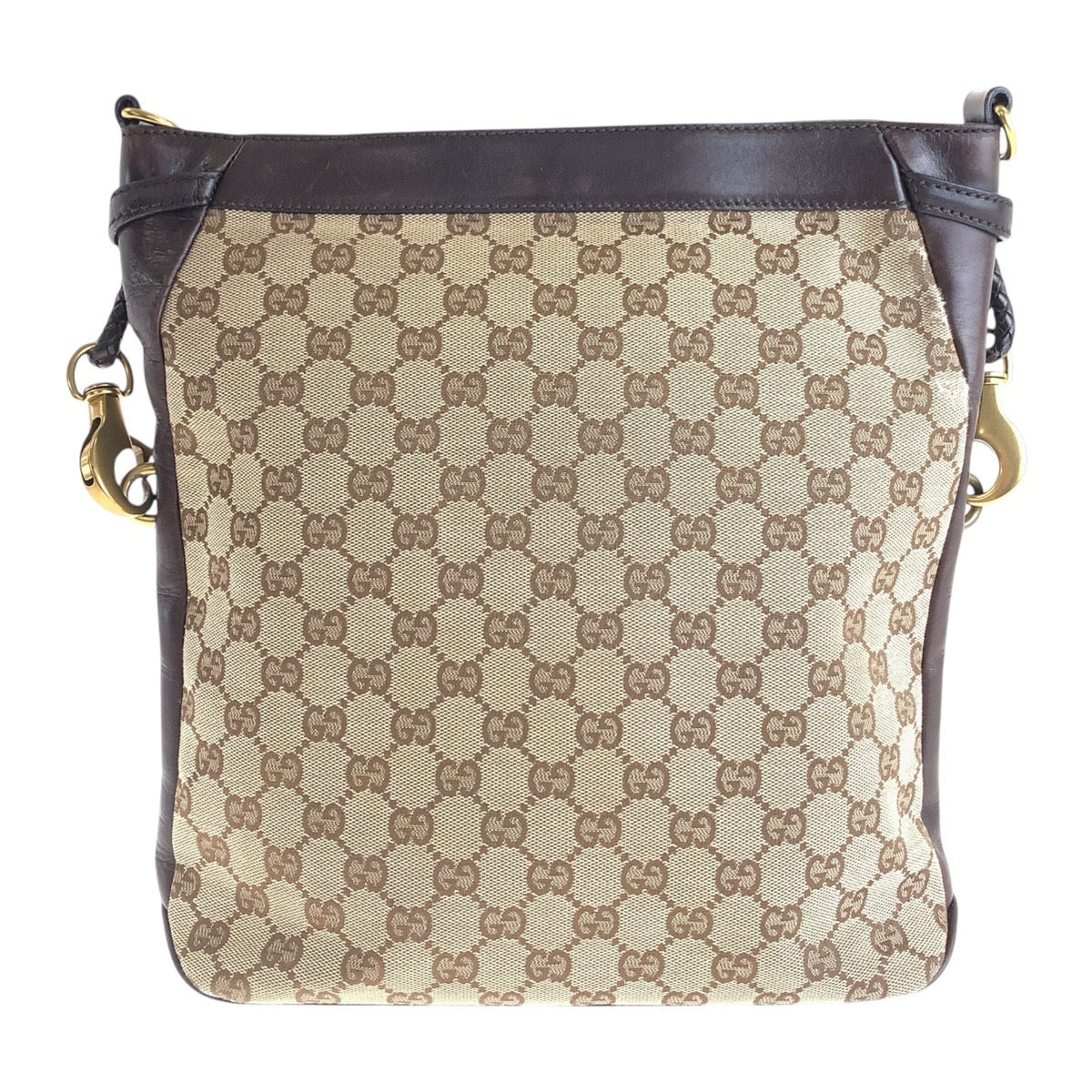 GUCCI Shoulder Bag 109097 GG canvas, leather Brown Gold Metal Shoulder Bag pochette Women Used